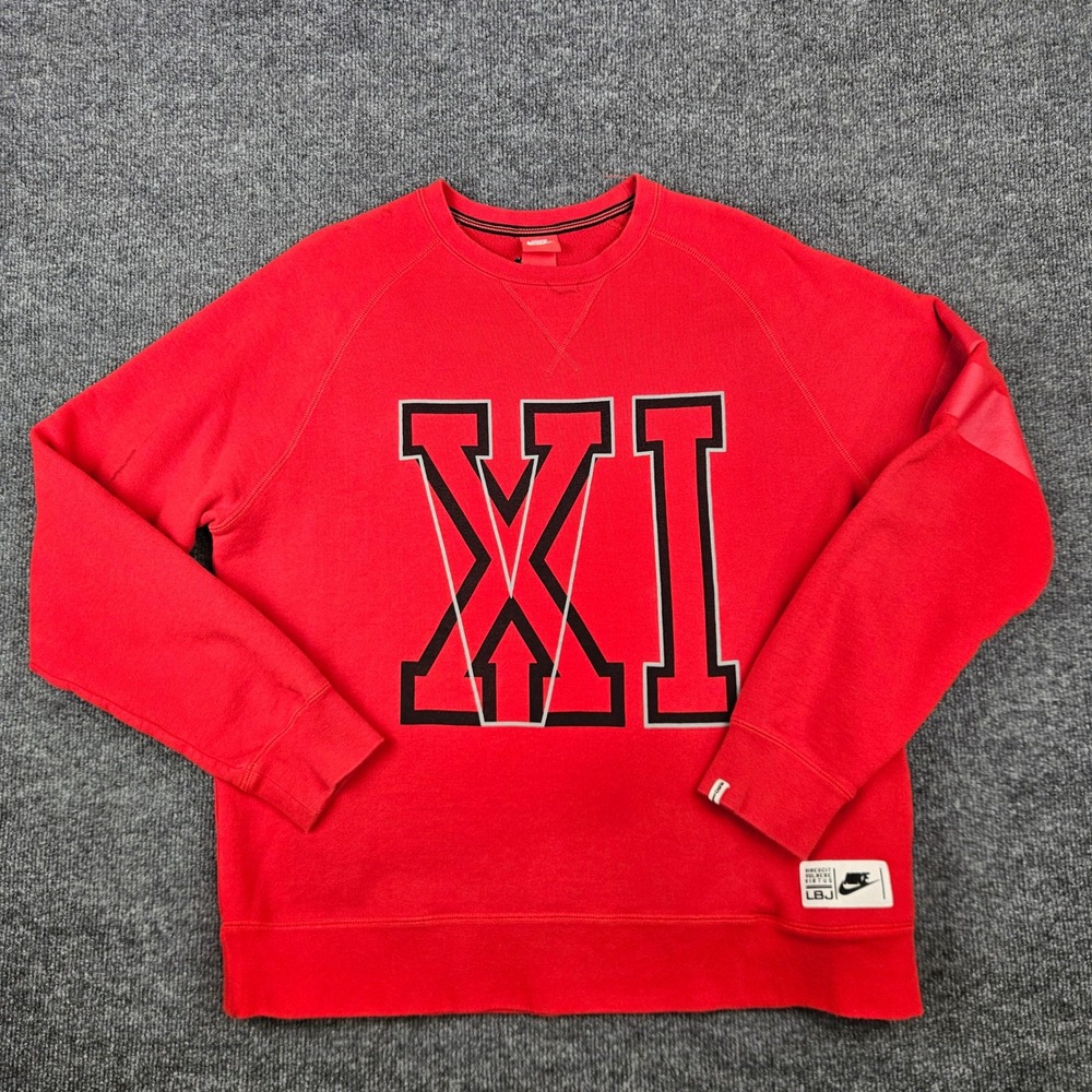 Nike LeBron James XI‎ Graphic Crewneck Sweatshirt Men's XL Red Pullover